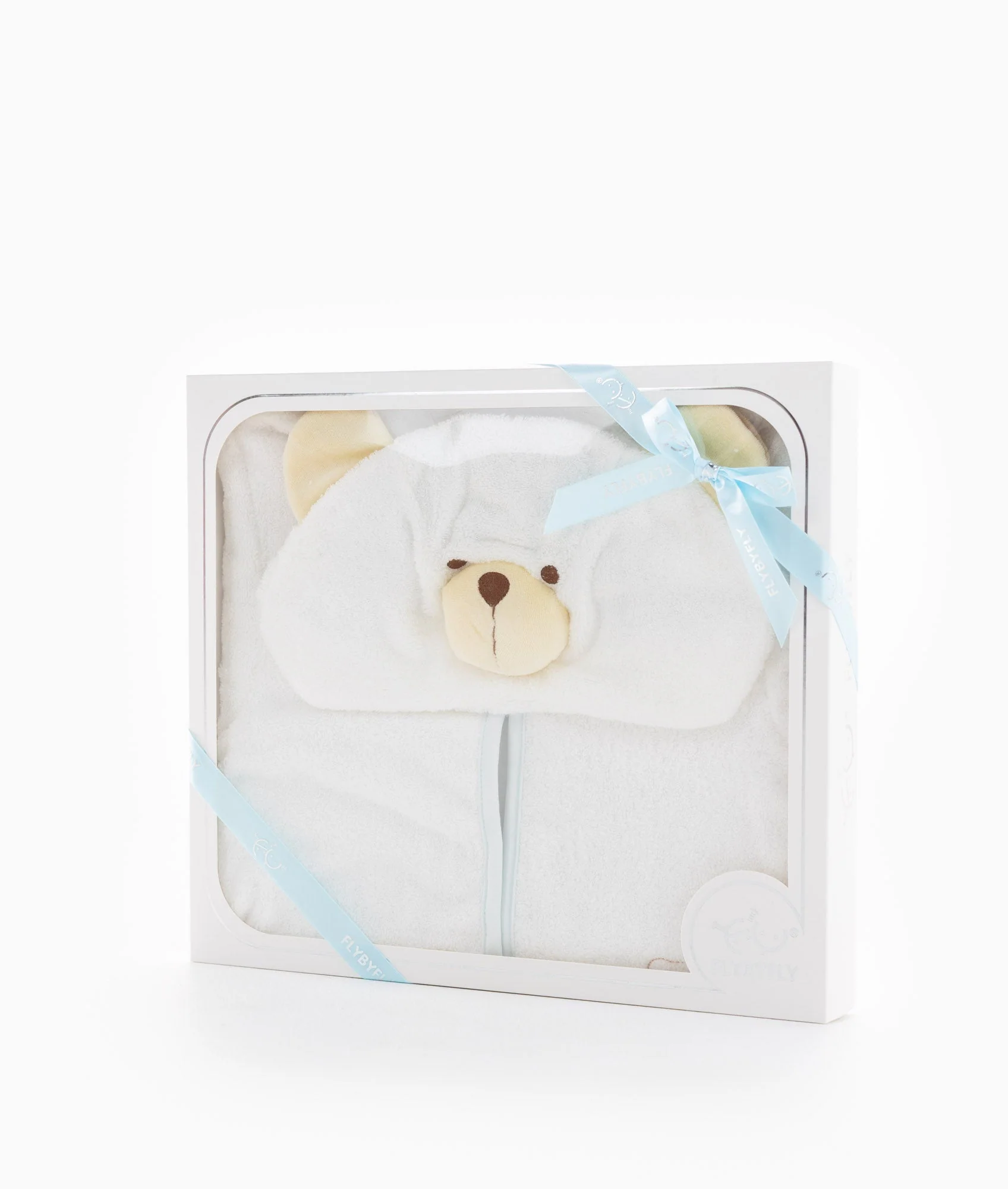 Hooded Bear Bathrobe | White & Blue