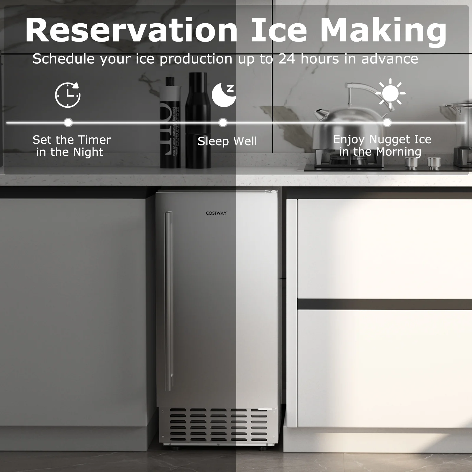 80 lbs/Day Under Counter Nugget Ice Maker, 15