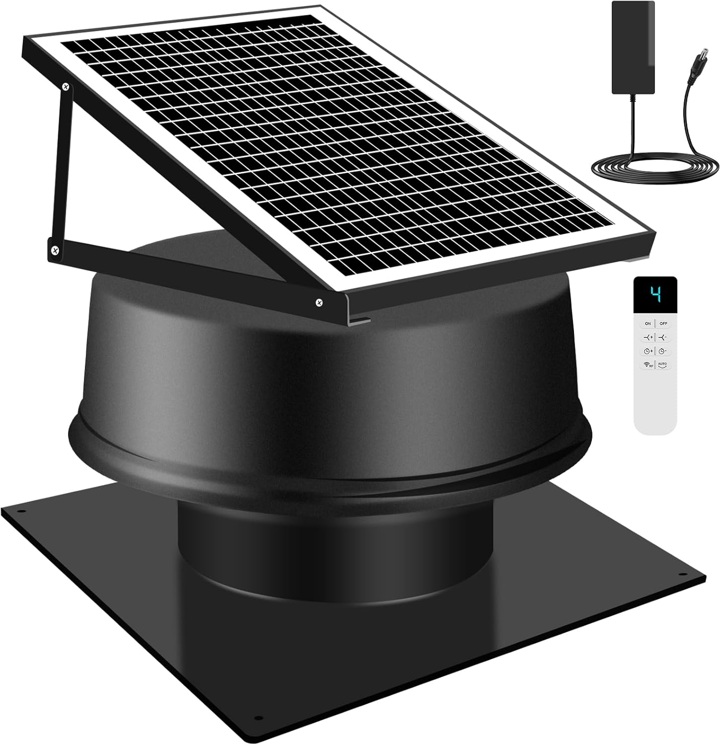 Solarbetriebener Dachventilator - 42W 59465 L/min Intelligenter Solar-Dachlüftungsventilator 1300RPM Hochgeschwindigkeits Solar Abluftventilator mit Fernbedienung für Gewächshäuser, Schuppen, Garage