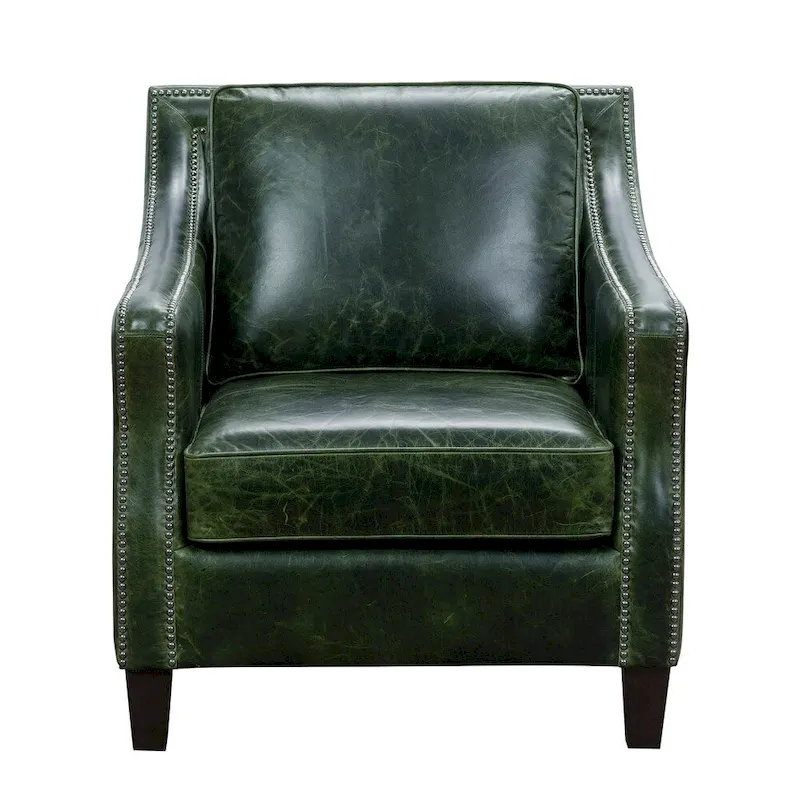 Essex Distressed Green Top Grain Leather Sofa and Two Chairs Set