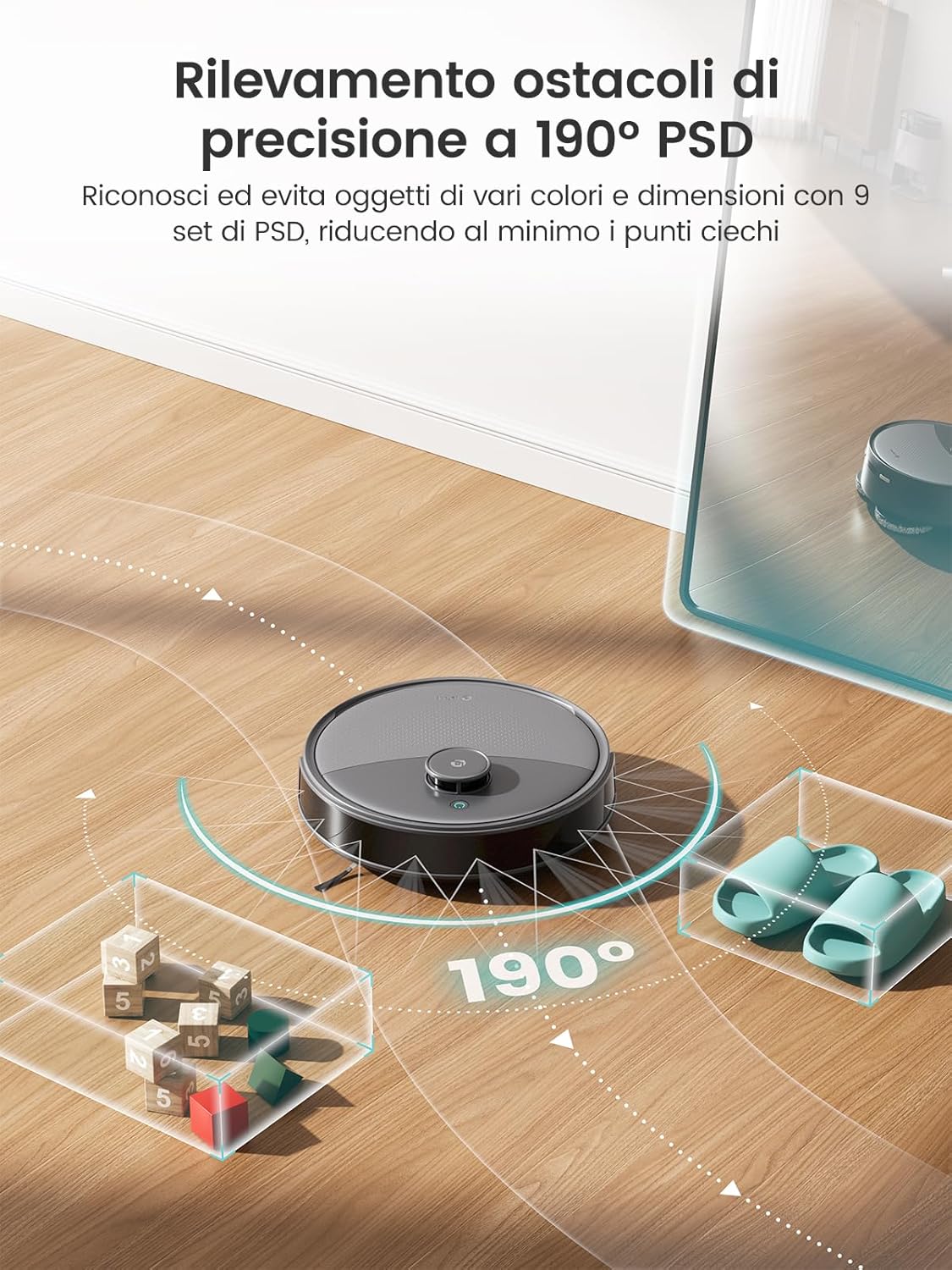 LEFANT M3 MAX Robot Aspirapolvere Lavapavimenti con Mappatura, 20.000Pa, Navigazione Laser dToF, Evitamento Ostacoli PSD, Svuotamento Riempimento, Panno Sollevabile, Asciugatura, WIFI/App/Alexa
