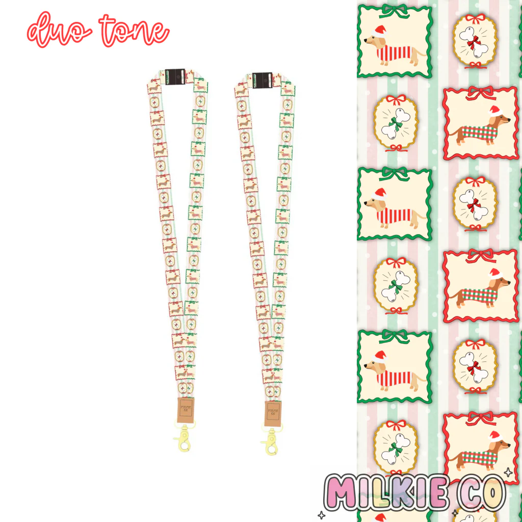 Christmas Dachshund Fabric Lanyard