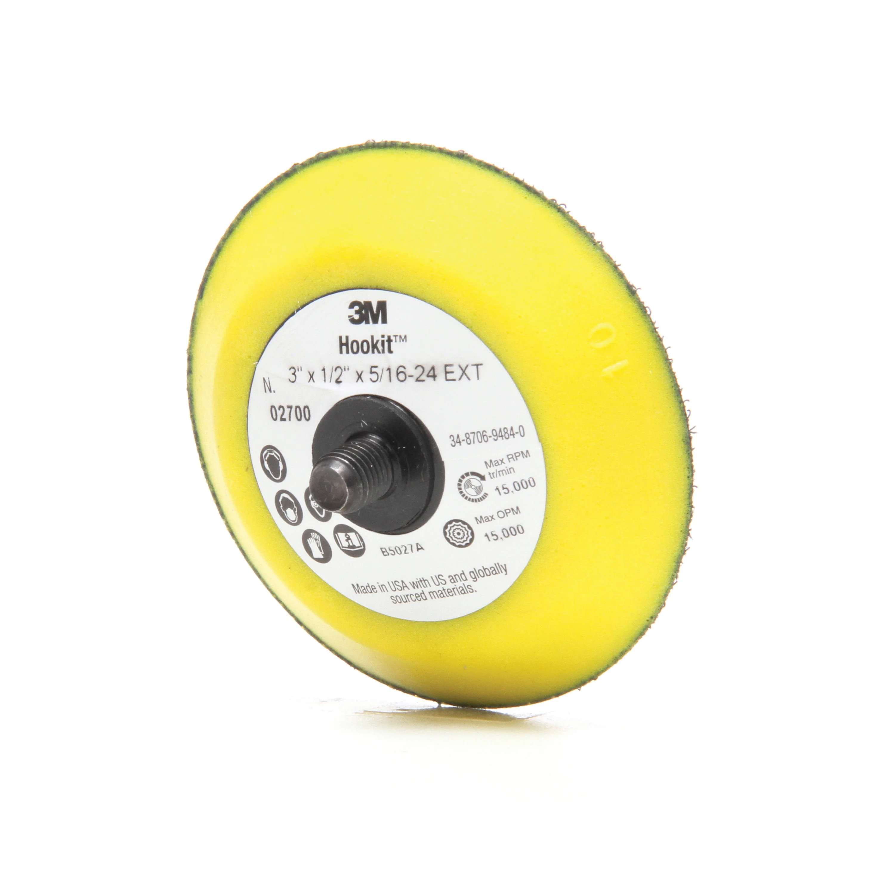 3M AB02700  ~  Hookit Disc Pad 02700 3 in x 1/2 in 5/16-24 External