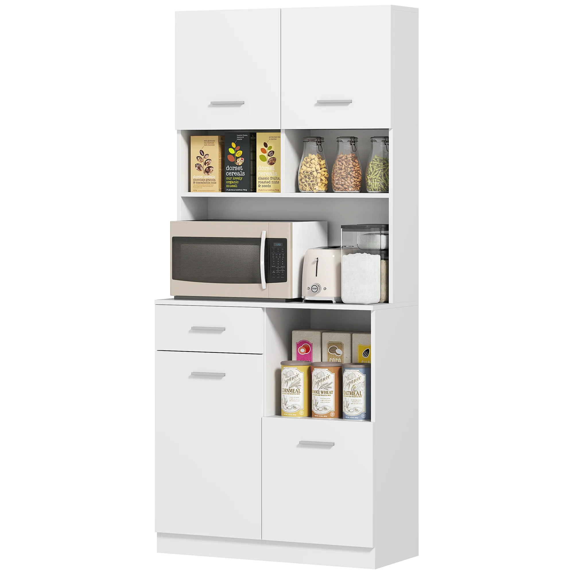HOMCOM Buffetkast met Lade, Soft-Close Deuren, 80 x 35 x 180 cm - Wit