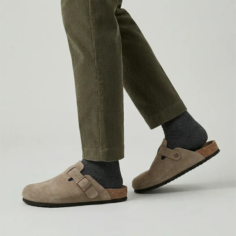 Unisex Suede Clogs Adjustable Buckle Slip-On Comfort Footwear