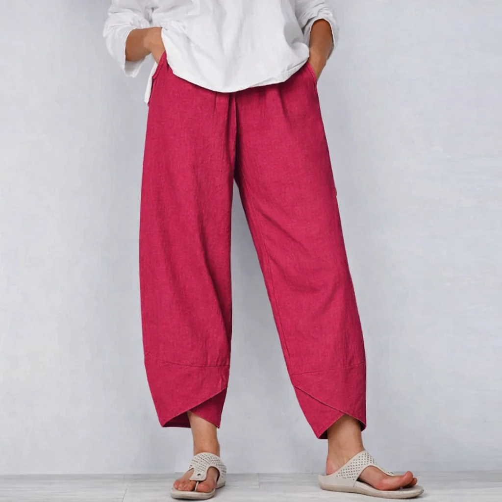 Women��s Wide Leg Cropped Pants Relaxed Fit Navy Style