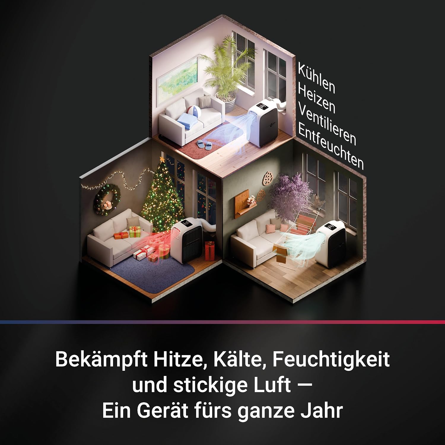 SUNTEC Mobiles lokales Klimagerät Transform 10.500 Eco R290 | Klimaanlage für Räume bis 46 qm | Abluftschlauch | Kühler und Entfeuchter mit ökologischem Kühlmittel | 10.500 BTU/h | Für Wohnung & Büro