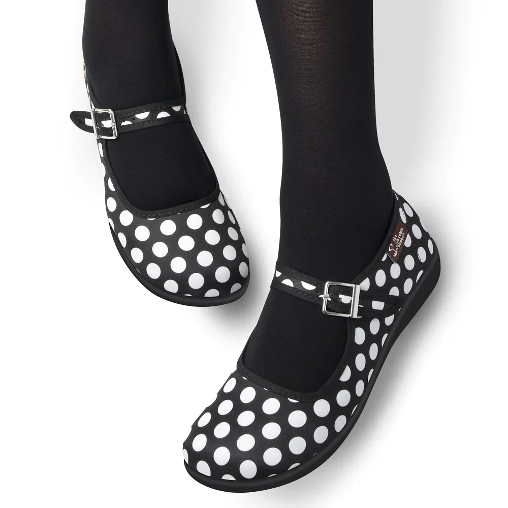 Chocolaticas Black Polka Mary Jane Flat Shoes