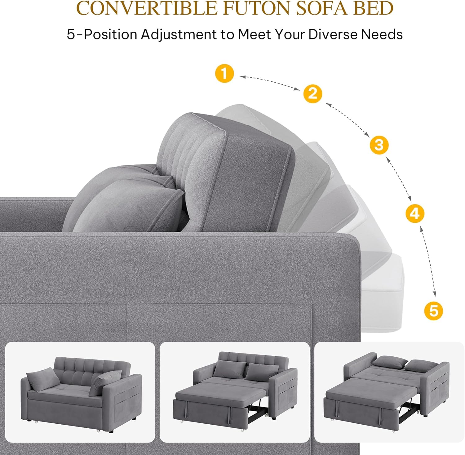 DWVO 3-in-1 Convertible Sofa Bed, 55