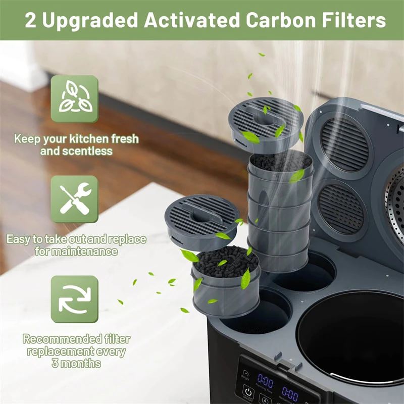 4L Electric Kitchen Composter, Smart Countertop Food Waste Compost Machine with Auto-Cleaning, Replaceable Filters, Turns Food Waste to Fertilizer