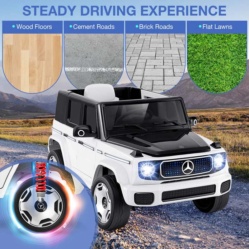 12V 4WD Kids Ride On Car, Licensed Mercedes-Benz EQG Battery Powered Electric Vehicle with Remote Control & Music