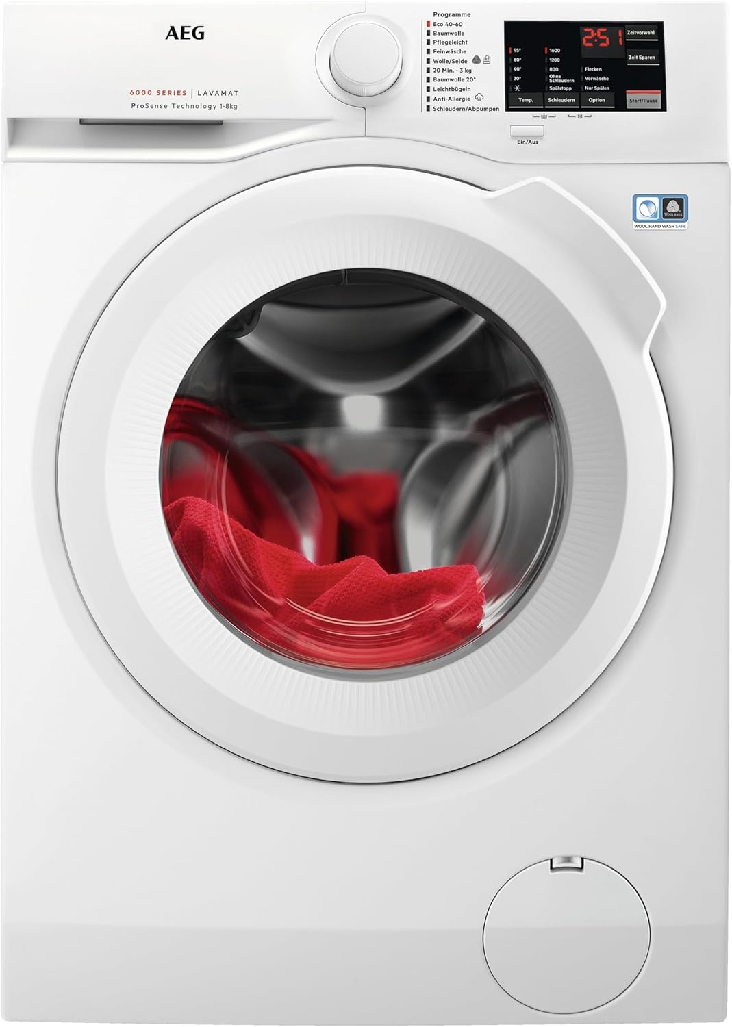AEG Waschmaschine, 8,0 kg, Leise, Mengenautomatik, Nachlegefunktion, Kindersicherung, Schontrommel, Wasserstopp, 1600 U/min, L6FBA51680