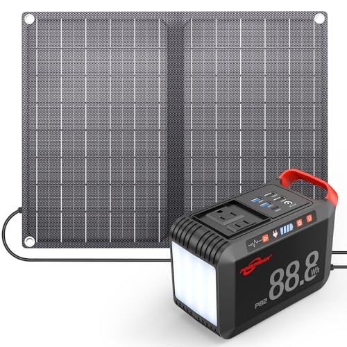 POWSTREAM   Generatore solare da 88,8 Wh, centrale elettrica portatile con pannello solare incluso, batteria agli ioni di litio con presa USB CA per campeggio all'aperto, avventura, casa, : Amazon.it: Giardino e giardinaggio