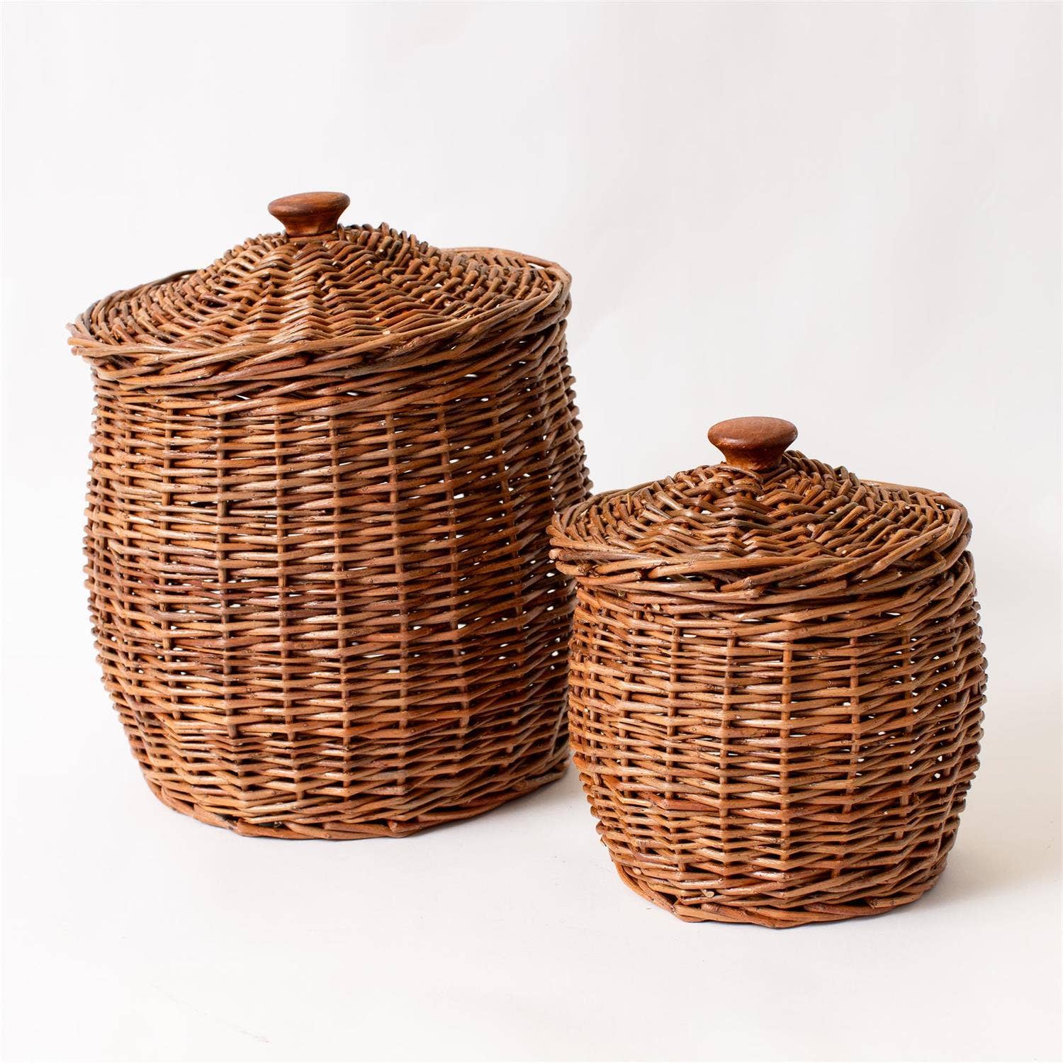 Wicker Storage Baskets With Lids Set