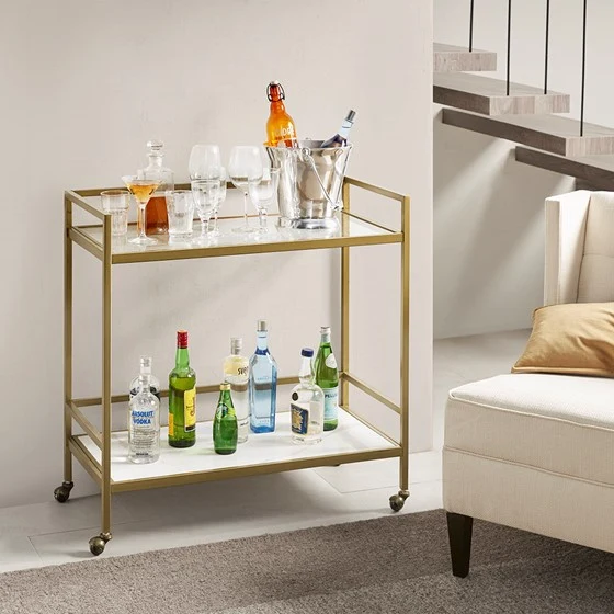 Lionel 2-Tier Bar Cart, Antique Gold