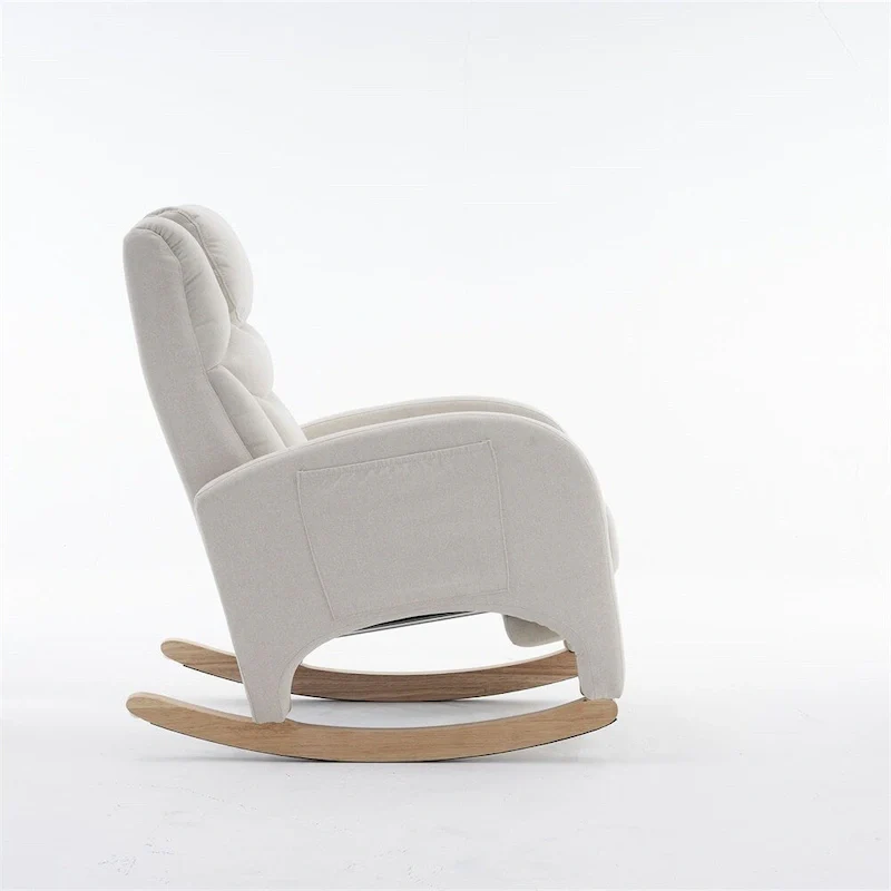 Ergonomic Fabric Nursery Rocking Chair With Adjustable Footrest