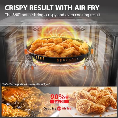TOSHIBA Air Fryer Combo 8 in 1 Countertop Microwave Oven, with Convection, Broil, Odor Removal Mode, 12.4