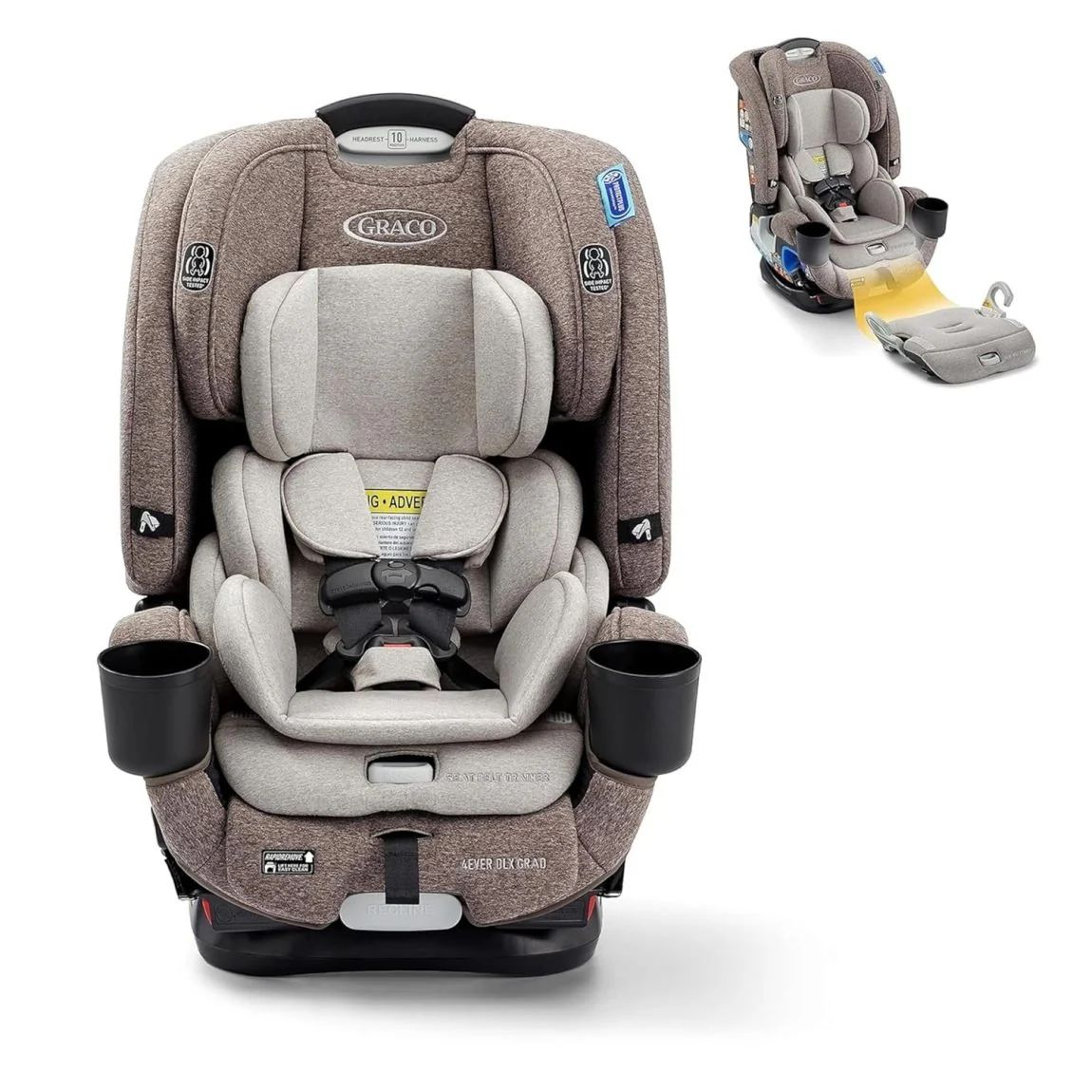 4Ever DLX 4-in-1 Child Car Seat, Charlie | Car seat for babies and toddlers, 10 years of use | Rear-facing, forward-facing and booster seat | Safe, comfortable and practical