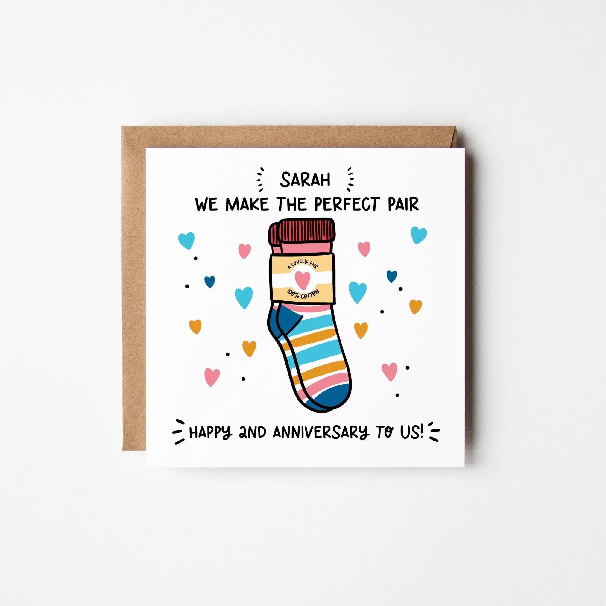 Wife 2nd Anniversary Card ? Personalised Happy 2nd Anniversary Wife Card ? 2nd Anniversary Card For Her ? Cotton Anniversary