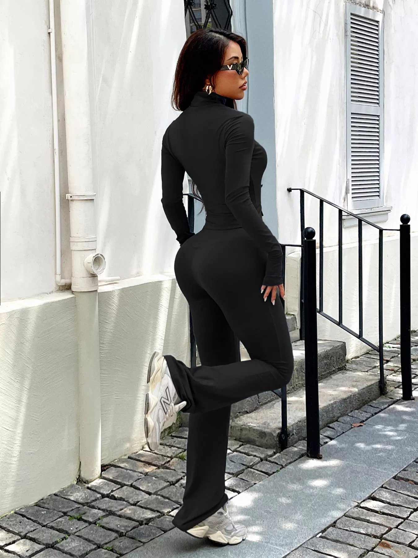 Zip Up Long Sleeve Outerwear and Pants Active Set