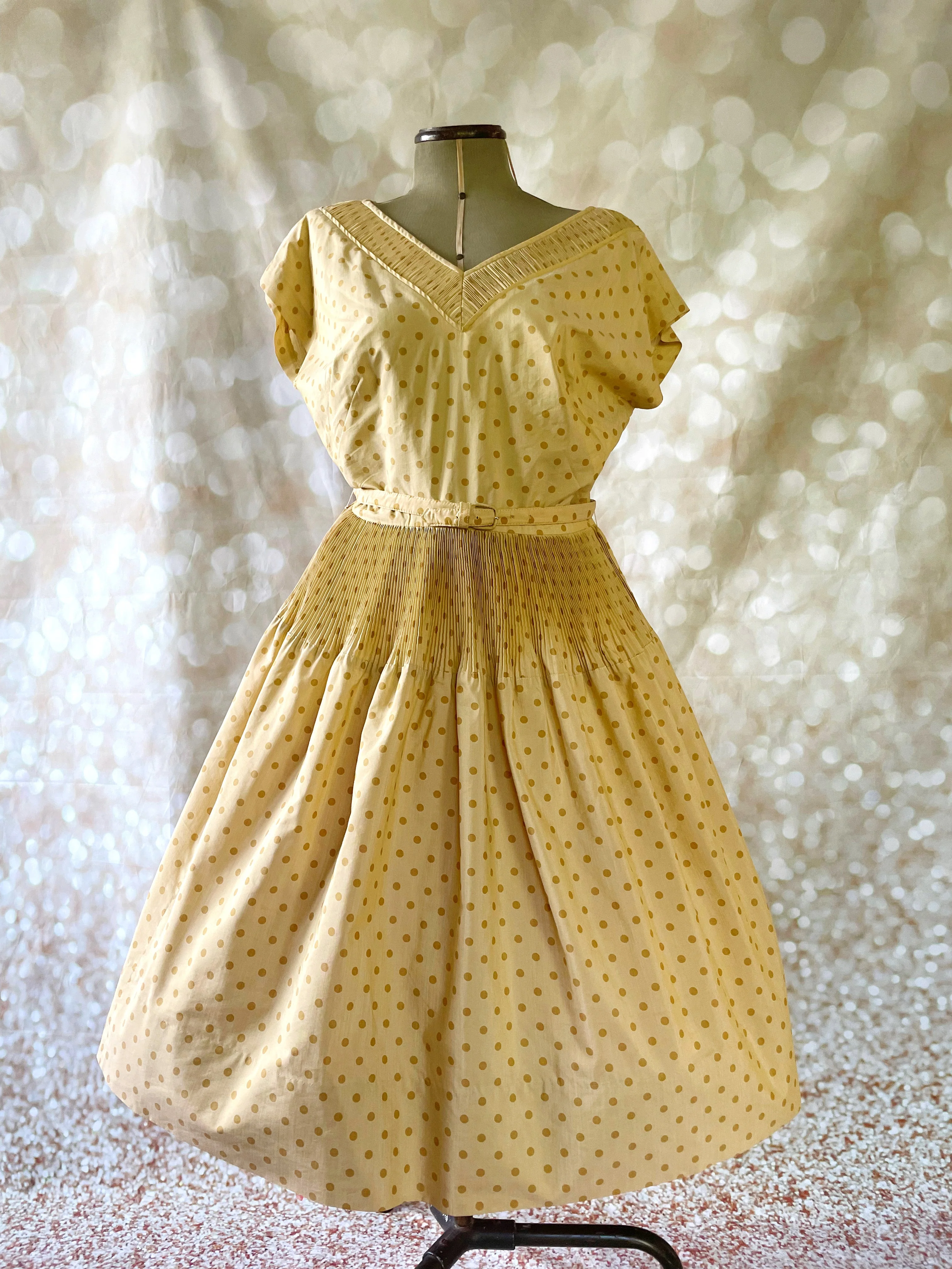 1950s Polkadot Plisse Pleat Patio Dress