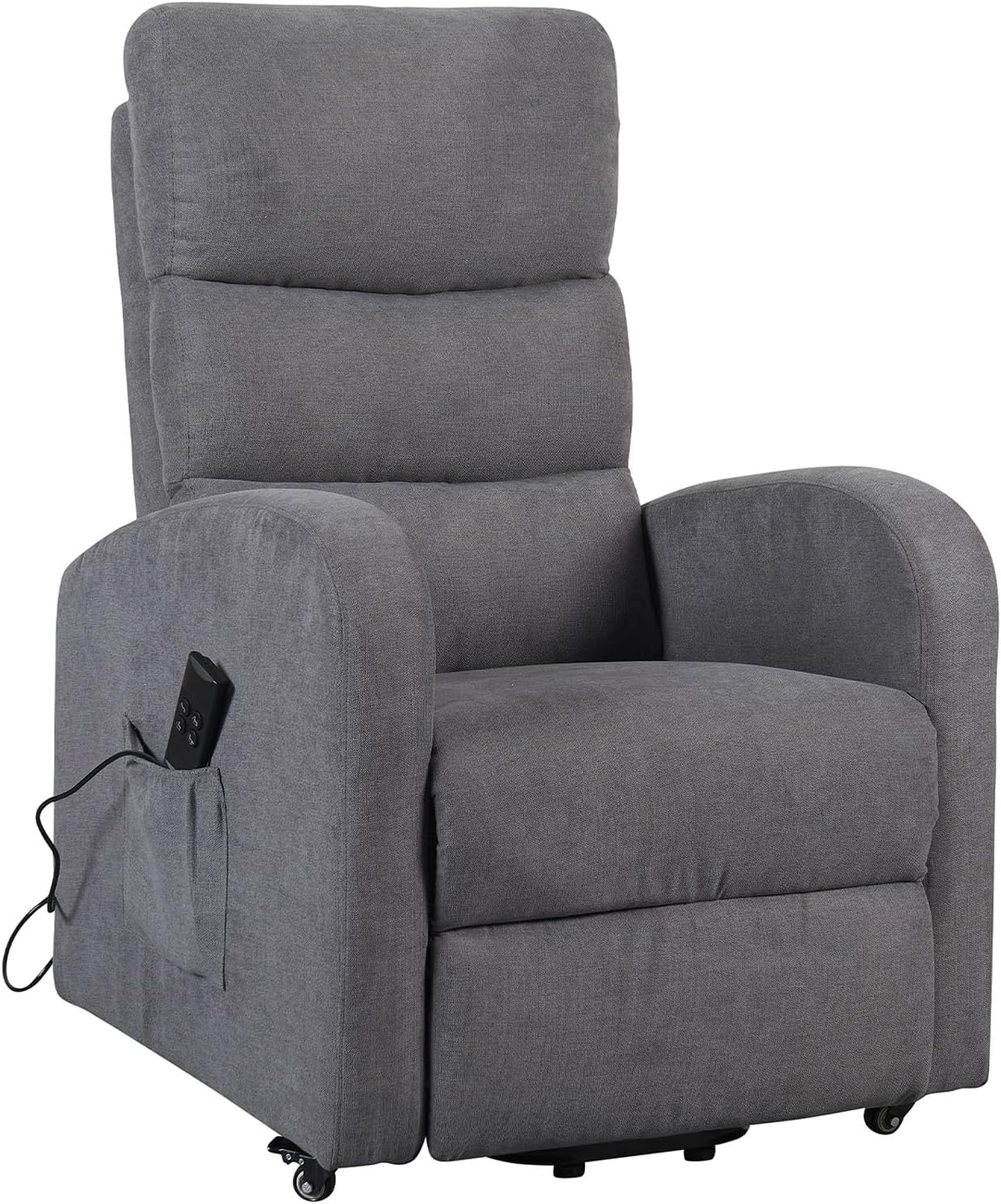 POLTRONE ITALIA Poltrona Relax Elettrica 4 ruote reclinazione poltrona per anziani soggiorno elevabile Detraibile 19% microfibra Grigio