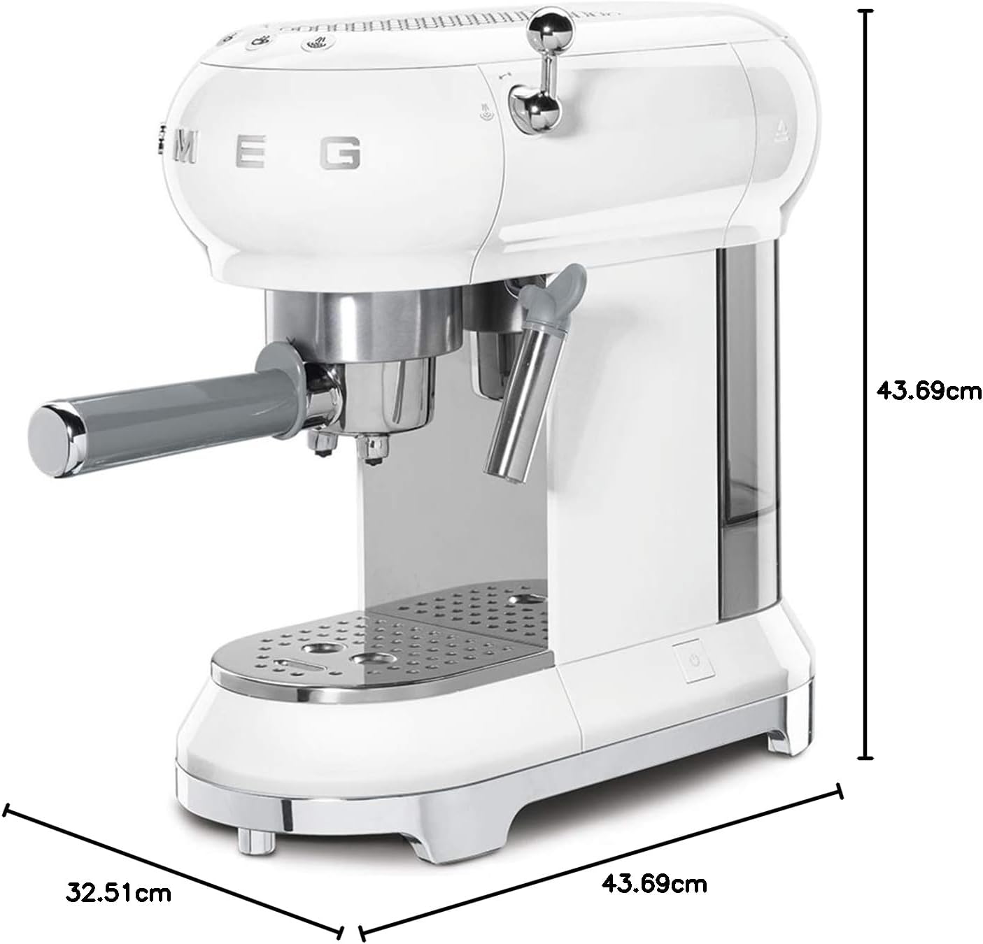 Smeg, ECF01PGEU Manual Espresso-Kaffeemaschine, Cappuccino -System, Thermoblock, groe Tassengehuse und Doppelkaffeefunktion, 1 l Wassertank, kompakte Abmessungen, 1350W, Pastellgrün