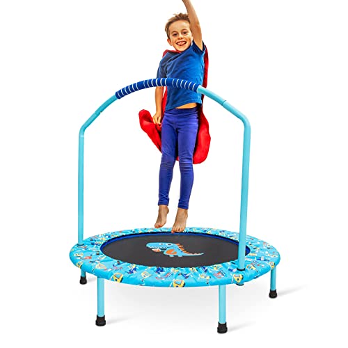 Mini trampolino pieghevole per bambini da 38 '' con corrimano in schiuma regolabile e copertura protettiva imbottita di sicurezza per esercizi Bungee Rebounder Jumper per interni ed esterni per : Sport e tempo libero