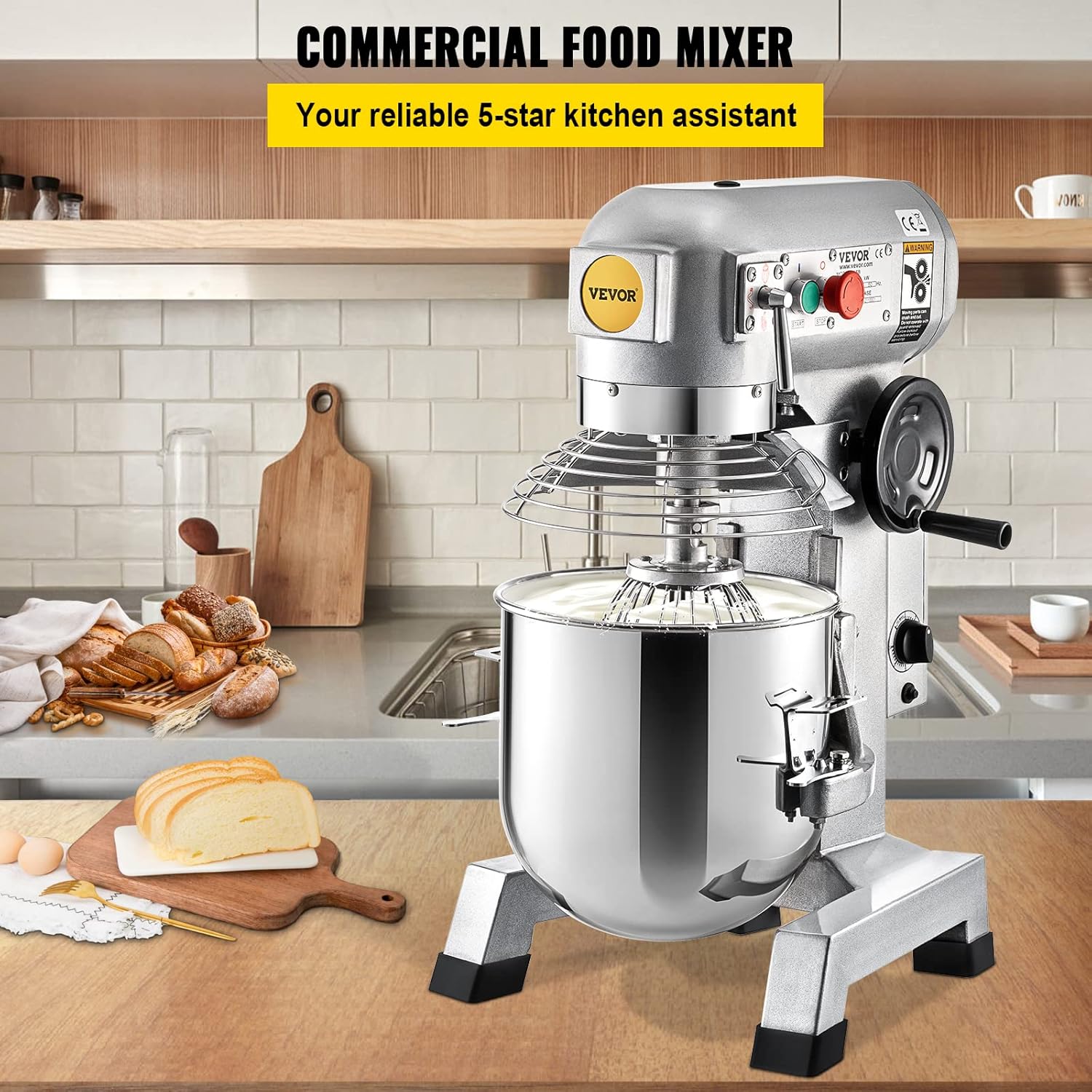 VEVOR Impastatrice Planetaria Velocità Regolabile 850W Ciotola Capienza 14kg, Impastatrice Elettrica da Cucina Commerciale Velocità 3 Modi