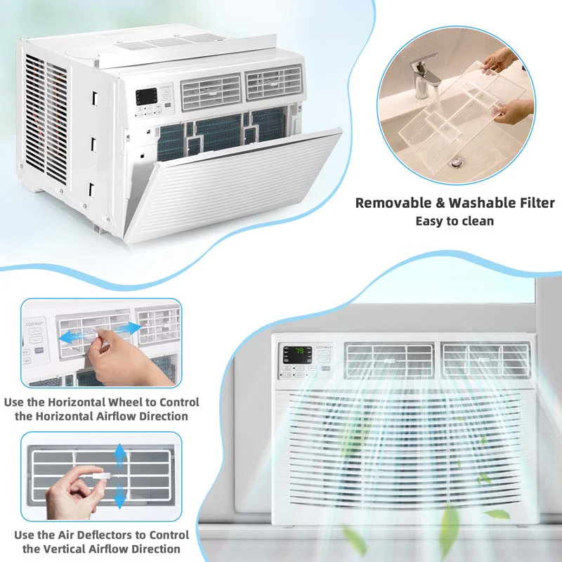 10000 Btu Quiet Window Air Conditioner With Remote Amp Eco Mode Energy Star Certified 3 In 1 Window Ac Unit With Dehumidifier