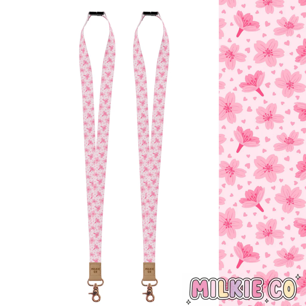 Cherry Blossom Fabric Lanyard