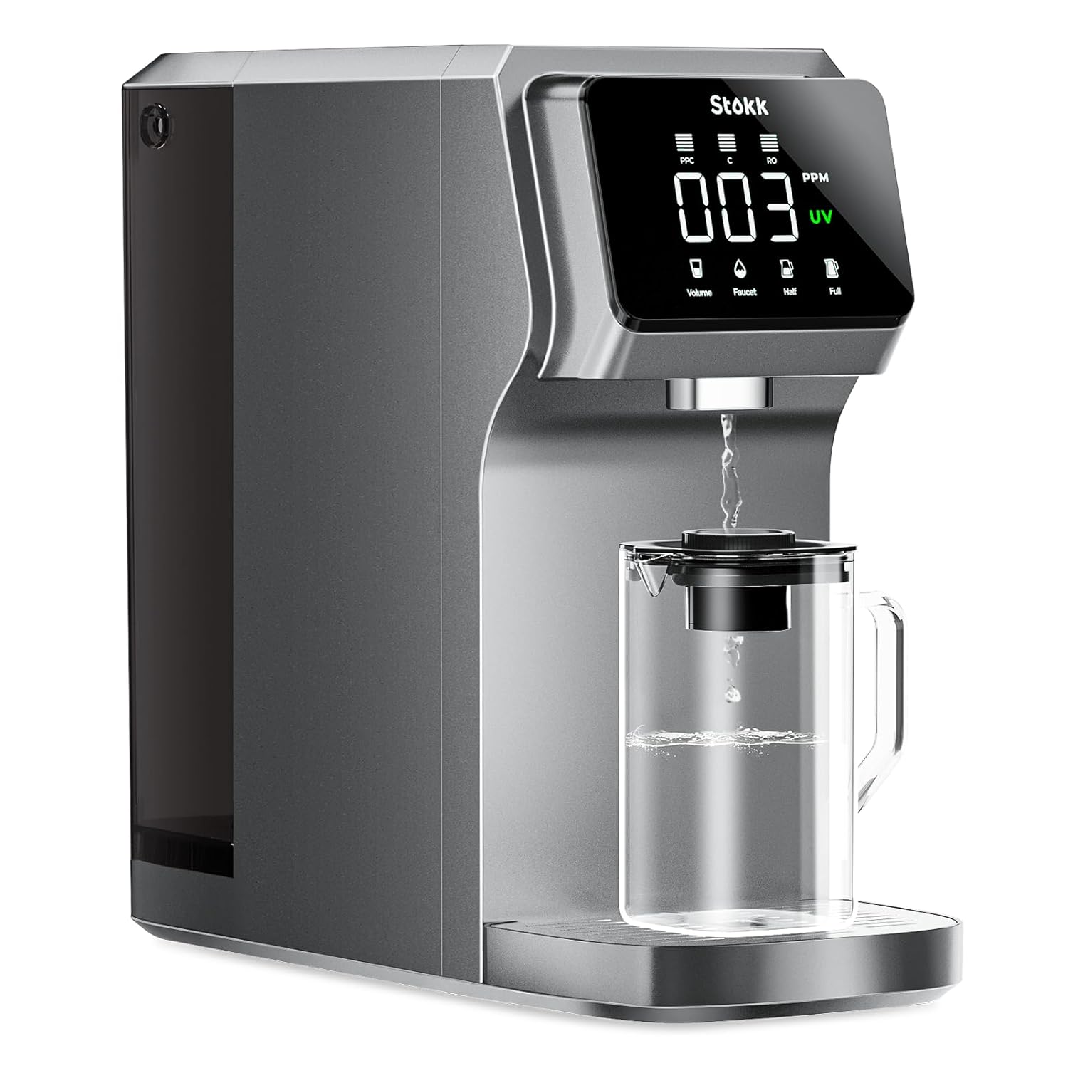 Countertop Reverse Osmosis Water Filter Carafe Alkaline Boost 6-Stage RO Filtration System Home Water Purifier Reduce  Gray
