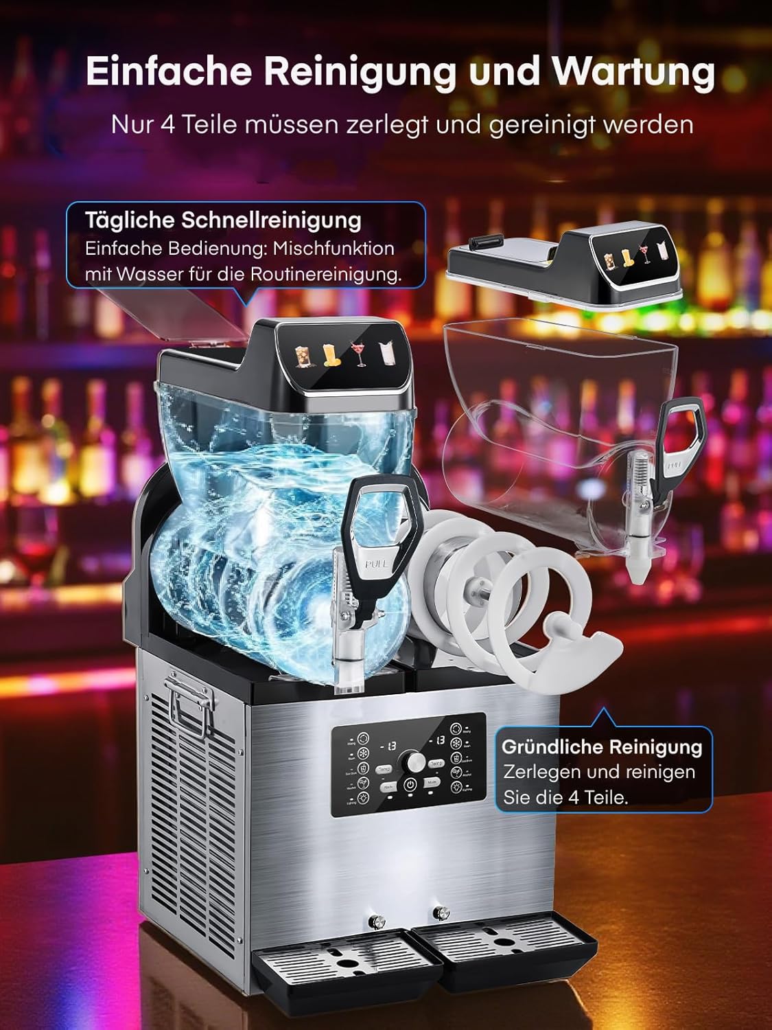 FOHERE Kommerzielle Slush Maschine, 30L Tanks Slush Eis Maschine,Unabhängige Tank Kontrolle, Slushie Maschine für Restaurants Café Bars Party