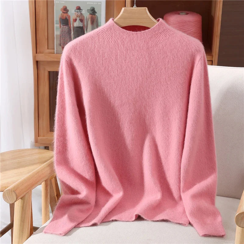 Women��s Soft Knit Sweater Relaxed Fit Mock Neck Design