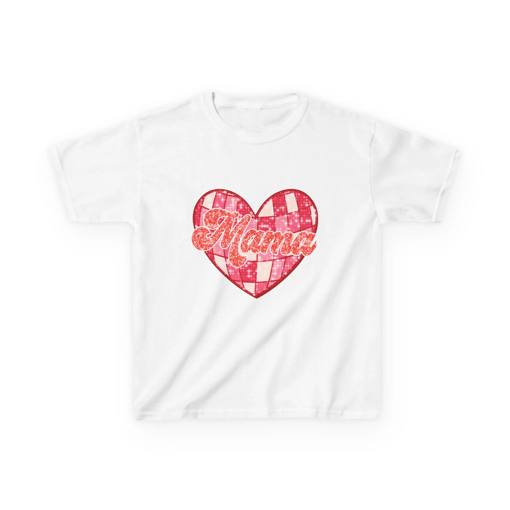 Mama heart patch Tee | pink checkered heart with Mama script