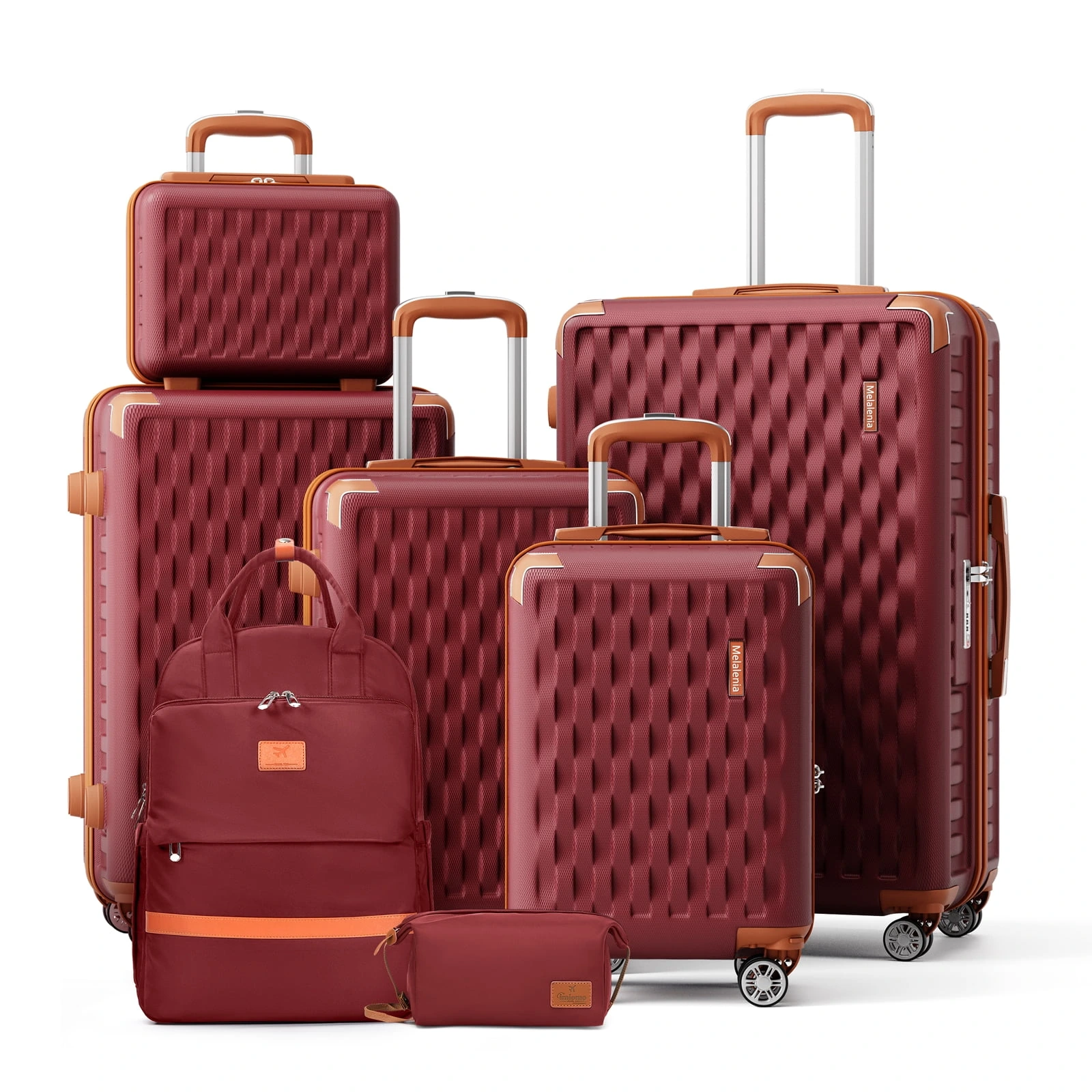 Melalenia - 7 Luggage Sets ABS Hardside Spinner Luggage -With Spinner Wheels and TSA Lock