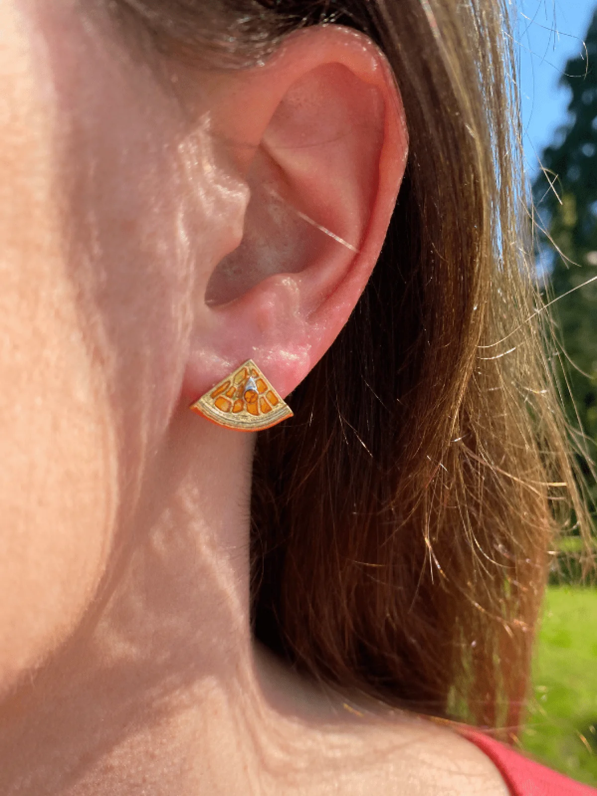 Orange Slice Stud Earrings