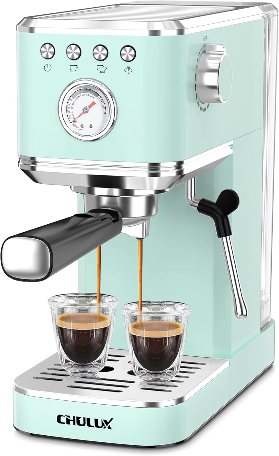 CHULUX Slim Espresso Machine with Milk Frother, 20 Bar Professional Italian Pump Espresso Coffee Machine