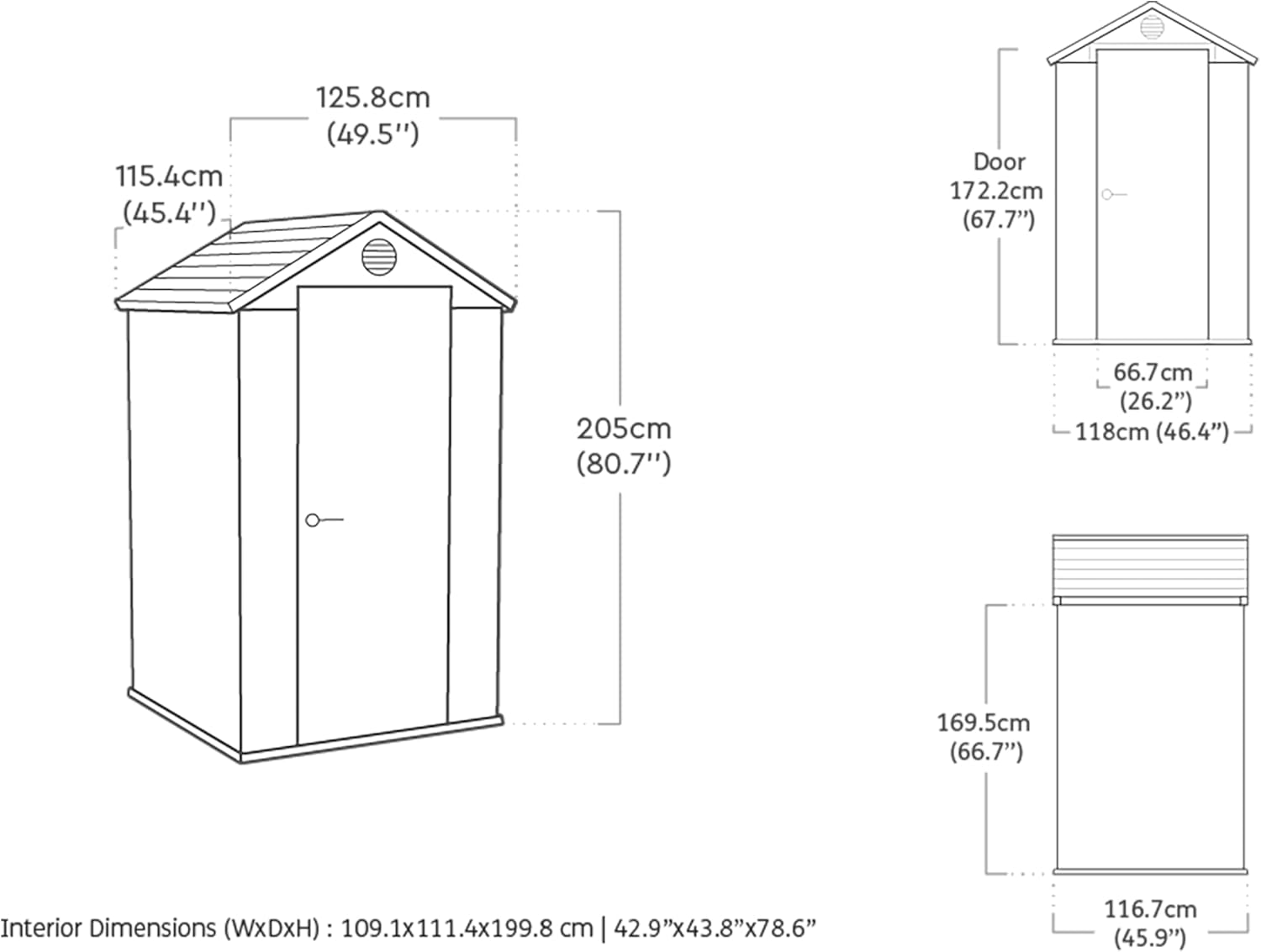 Keter Darwin 4 x 4, Gerätehaus, Holzoptik, Grün, 1,4 m², 125,8 x 117 x 205 cm, pflegeleicht, Gartenhaus, Geräteschuppen aus Kunststoff