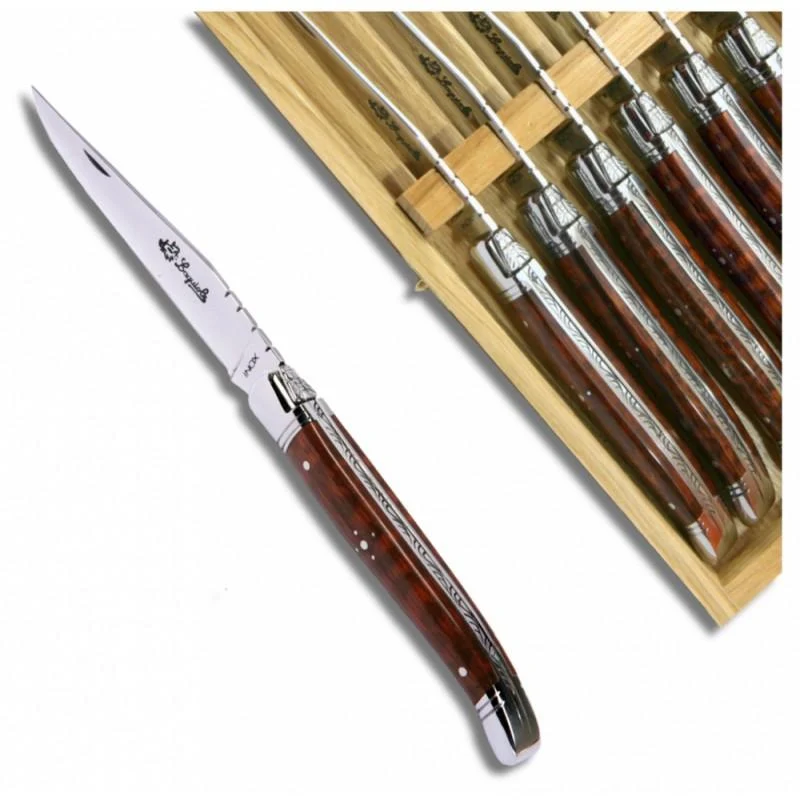 Laguiole Steak Knives Mimosa Wood Handle, Set of 6