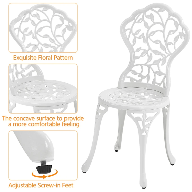 Yaheetech 3-Piece Aluminum Patio Bistro Table Set Antique Chair Sets