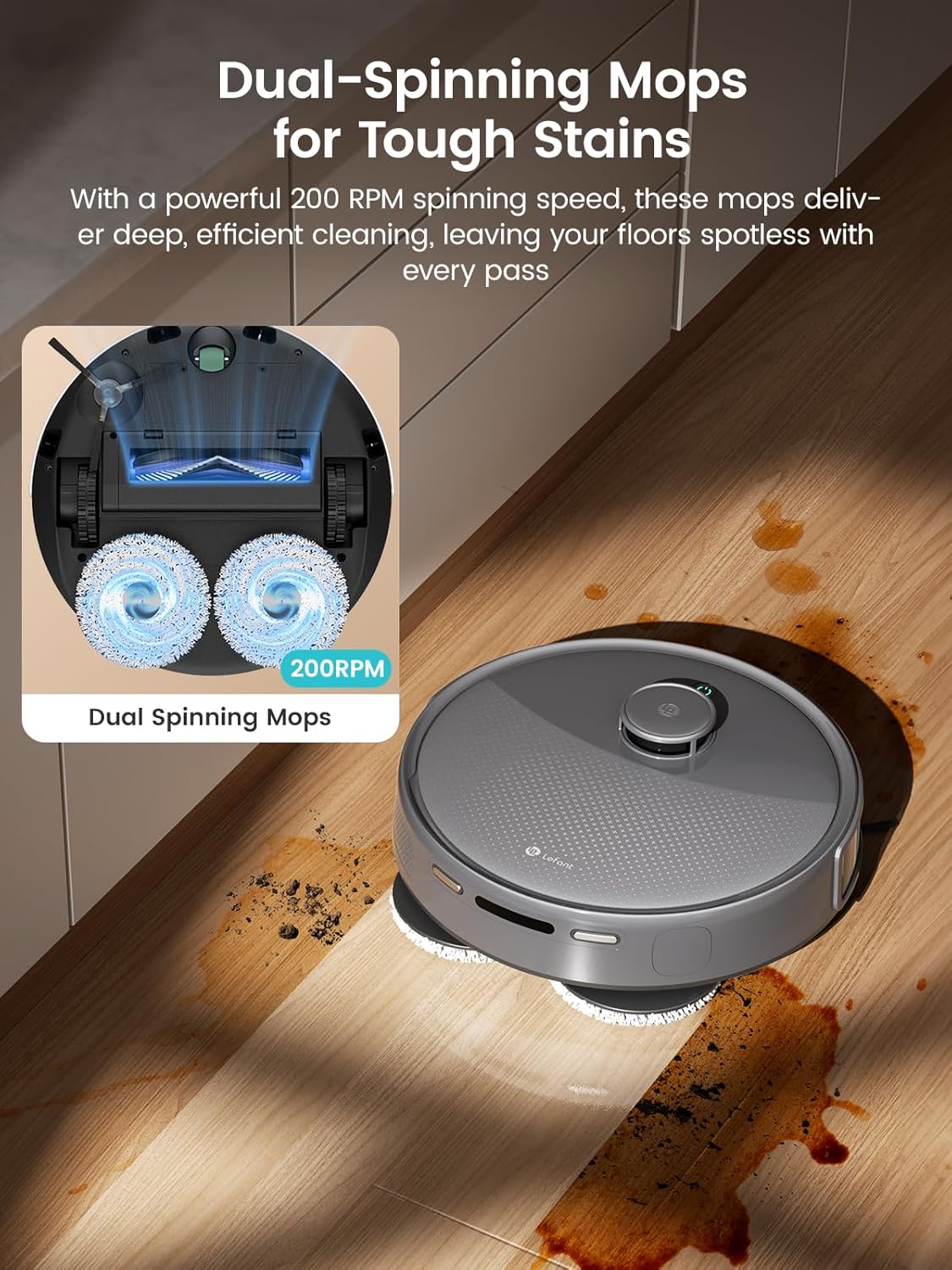 Lefant LiDAR Robot Vacuum and Mop, 20000Pa Suction, 90-Day Self-Emptying, Obstacle Avoidance, Auto Mop Washing&Drying, All-in-One for Pet Hair Carpet, 5G WiFi Alexa/APP/iWatch Control, M3 Max