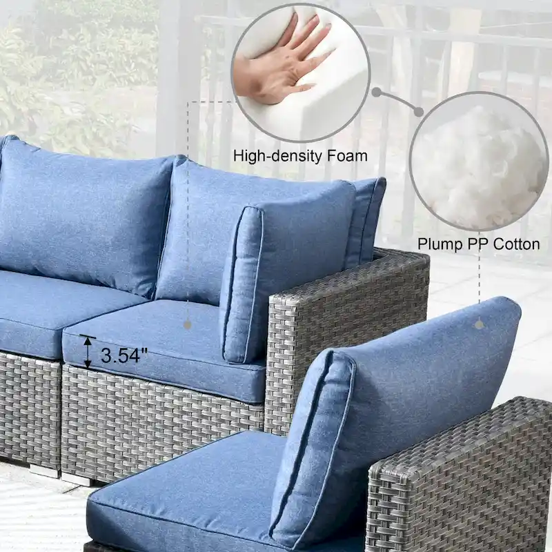HOOOWOOO 8-piece Rattan Wicker Patio Furniture Set with Fire Pit