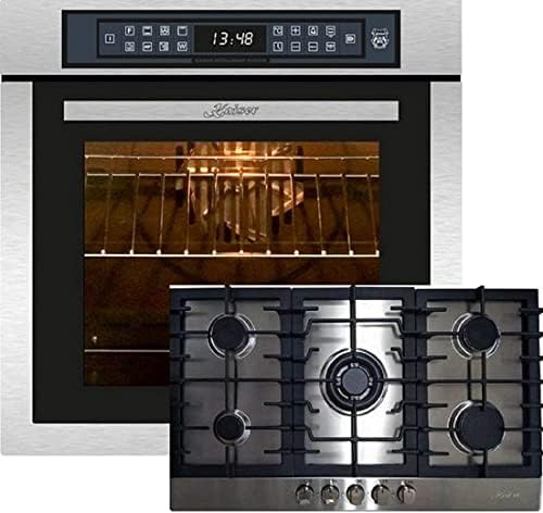 Kaiser Olan Set four EH 6306 R + KG 9356 Turbo, four à encastrer, 79L grill 15 ft. air fryer full touch, fonction friteuse à air chaud + cuisinière à gaz encastrable, 90cm, 3,8 Kw WOK [Classe énergétique A]