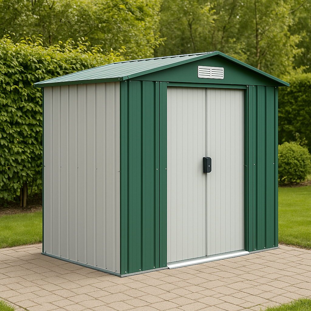 Metalskur, Udendrsskur, Grn/Gr, Galvaniseret Stl, Have, 210x110x230 cm