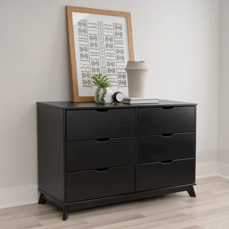 Purcell Pine Wood 3-Piece Bedroom Set with 6-Drawer Dresser and 3-Drawer Nightstands (Set of 2)