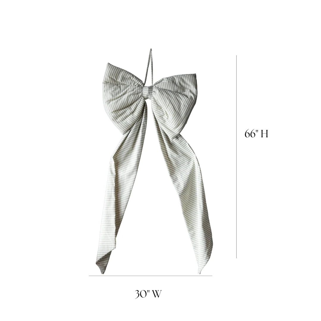 Oversized Green Striped Bow