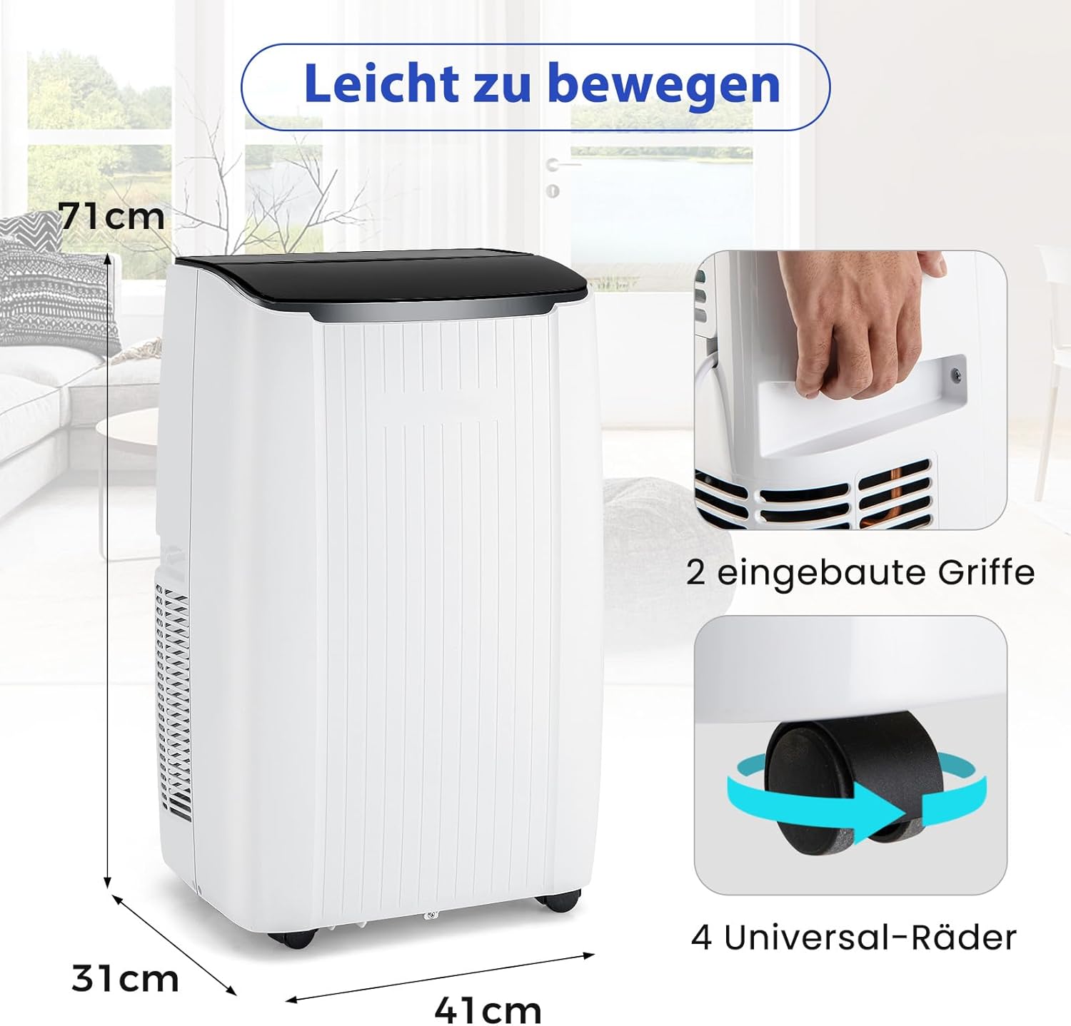 GOPLUS 14000BTU Klimaanlage mit Abluftschlauch, mobiles Klimagerät | 5 in 1: Kühlen, Heizen, Entfeuchten, Belüften, Auto | Schlafmodus | App Steuerung | 1-24H Timer | für Räume bis zu 65㎡