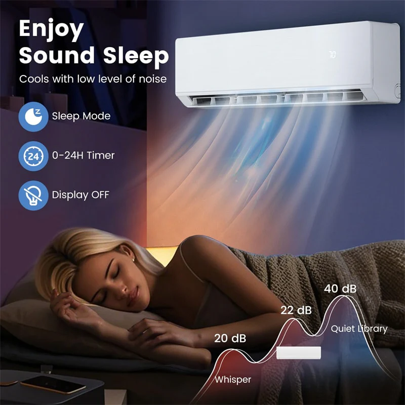Energy Star Certified 12000 BTU 24 SEER2 Mini Split Air Conditioner with Heat Pump, WiFi Enabled Ductless Inverter AC Unit Cools 750 Sq.Ft