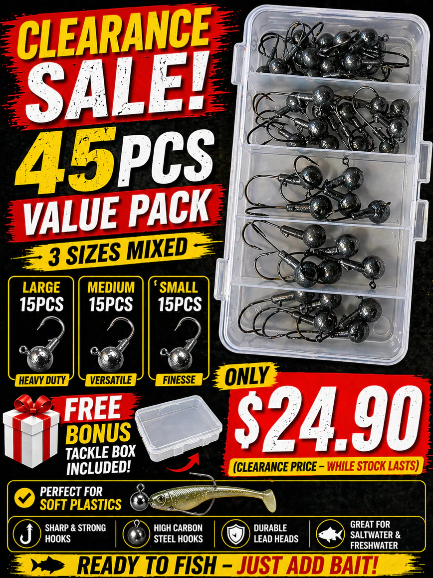 MasterPro Jighead Hook Kit �?45PCS Mixed Sizes + Bonus Tackle Box
